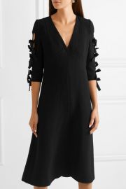 Bow-detailed crepe midi dress at Net A Porter